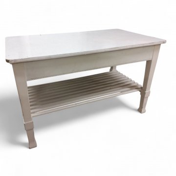 Küchentisch, weiß, Resopalplatte, Topfablage Sprossen, 125x72x77cm