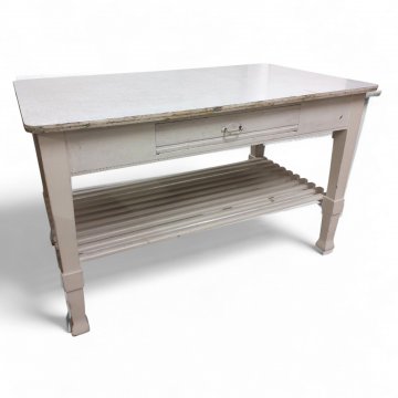 Küchentisch, weiß, Resopalplatte, Topfablage Sprossen, 125x72x77cm