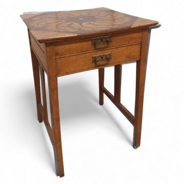 Tisch JHW Platte intarsien, 2 Schübe, Stegverbindung seitlich  58x58x80cm