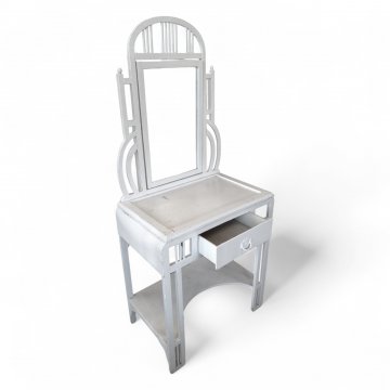 Frisierkommode, JUG, weiss lackiert, 1 Schub, Spiegelaufsatz