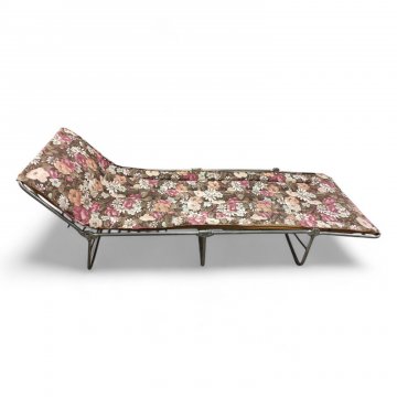 Campingklappliege, Alugestell, Stoffauflage braun, geblümt