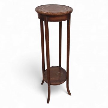 Postament, EKL, Mahagoni poliert, 4 Beine, Zwischenboden, runde Ablage, Lisenen, H: 97 cm, 29 cm ø