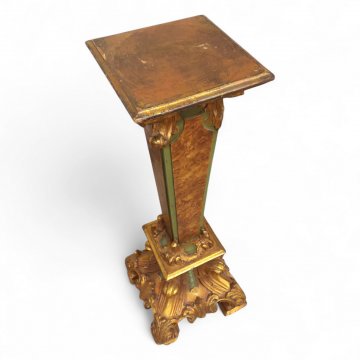 Postament, BAR, gold/grün, quadratisch, konische Säule, 25x25x95 cm