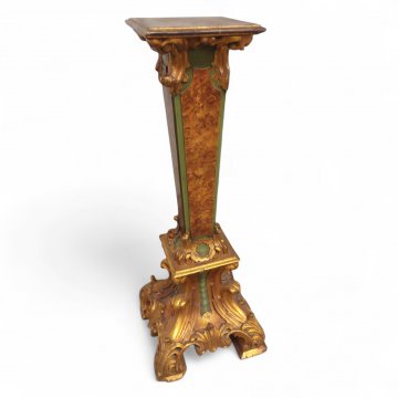 Postament, BAR, gold/grün, quadratisch, konische Säule, 25x25x95 cm