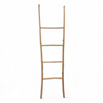 Leiter, Knüppelholz, natur- gesandelt, 4 Sprossen, klein, Achtung: NICHT ZUR BENUTZUNG GEEIGNET !!!