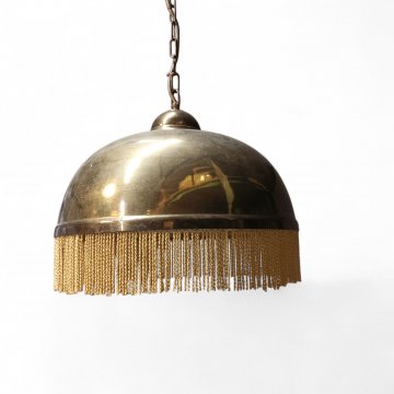 Hängelampe, Billard, Messingkuppel mit goldenen Fransen, 1-flg. E27