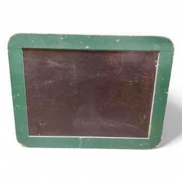 Tafel, 100x75, Holzrahmen grün abgerundet, schwarze Schieferfläche beidseitig