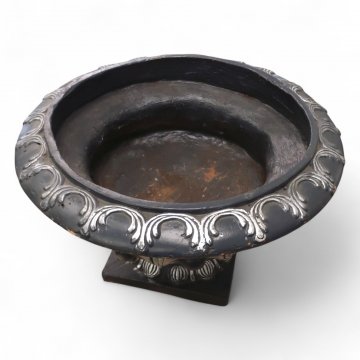 Blumenschale, Ton schwarz/silber, H 31, Ø 45