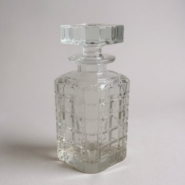 Karaffe, Kristallglas, eckig, Schliff Vierecke, mit Stöpsel