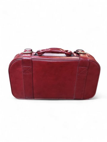 Lederkoffer, BUR, weinrot, klein, mit goldenen Schnallen, Vintage 