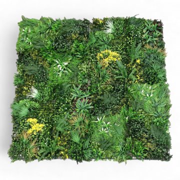 Kunstpflanze,Wandobjekt,FRESHNESS,verschiedene Pflanzen/Gräser auf Kunststoffgitter,100x100cm