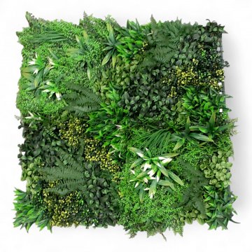 Kunstpflanze,Wandobjekt,FRESHNESS,verschiedene Pflanzen/Gräser auf Kunststoffgitter,100x100cm