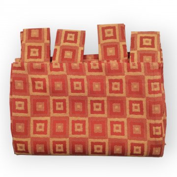 Vorhang H275xB155, rot/beige, mischgewebe, Quadrat im Quadrat, mit Schlaufen