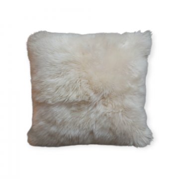 Kissen, Fell, wollweiß, Rückseite Baumwolle naturweiß