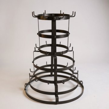 Becherhalter, Tassenhalter, rund, schwarz, 28 Haken, ohne Becher