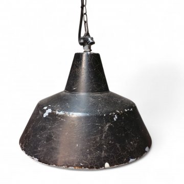 Hängelampe, Industrie- Loft, Werkstatt- Leuchte, Metallschirm schwarz, Innen weiß, 1-flg. E27