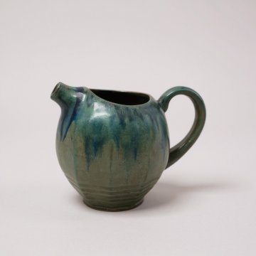 Vase, Kanne, Keramik, grün-blau lasiert