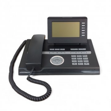 Telefon anthrazit, silberfarbene Tasten, kleines rundes Tastenfeld, klappbares Display, Siemens