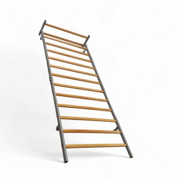 Sprossenwand, hellgraues Metallgestell, Holzsprossen, zur Wandmontage, 90x238x29 (B/H/T)