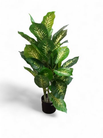 Kunstpflanze DIEFENBACH, Blätter grün, Stamm braun, schwarz getopft, Pflanze ø60cm, H=100 cm 