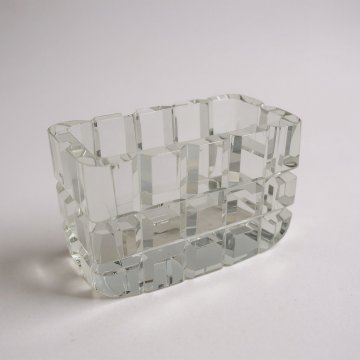 Vase, Kristallglas, Facettenschliff, 16x8cm, H: 11cm