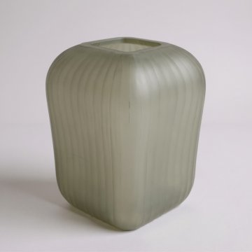 Vase / Glasvase, grau satiniert, quadratische Form mit runden Kanten, wie GUAXS