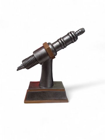 Pokal ZÜNDKERZE, Motorsport,grau,gold,H 20cm B 12 cm,