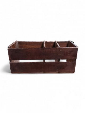 Weinkiste, MULTI,  Dunkles Holz hellbraun, 3-Fächer, 60x30x30cm, Kiste,