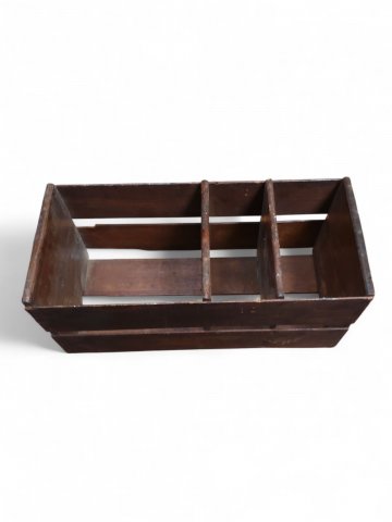 Weinkiste, MULTI,  Dunkles Holz hellbraun, 3-Fächer, 60x30x30cm, Kiste,