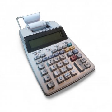 Tischrechner, Rechenmaschine, PRAHS, beige, grau, Kunststoff 15 x 23 x 6 cm