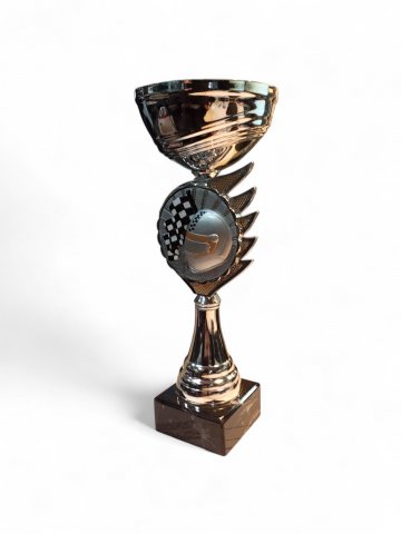 Pokal RACER, Motorsport, Sport, silber,schwarz,Mamorsockel H 26 cm B 10 cm
