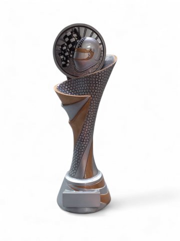 Pokal HELM, Motorsport, Sport, silber,gold,schwarz, H 27 cm B 10 cm