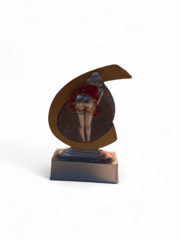 Pokal FRAU, klein, Motorsport, Sport,rot, grau, gold, H 10cm B 6 cm, L 3 cm