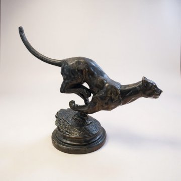 Figur, Panther, Kunststoff in Bronze Optik