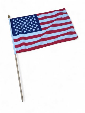 Fahne USA,Winkelement,  klein, auf Stange 60 cm,  44cm x 29cm,