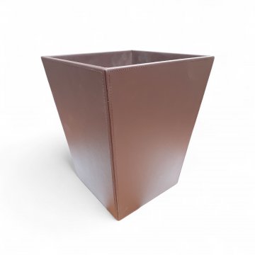 Papierkorb, DELUXE, braun Leder/ Velour, quadratisch, konisch, 24 x 24 x 30 cm 
