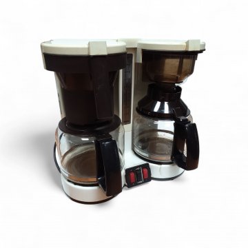 Kaffeemaschine KRUPSI, Tee- und Kaffeemaschine, Gehäuse beige,gelblig, braun, mit 2 Glaskannen, 34 x 24 x32 cm, Kunststoff