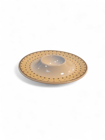 Eierbecher LIVING, Keramik, weiss,gelb,mit blauen Punkten , ø 12 cm