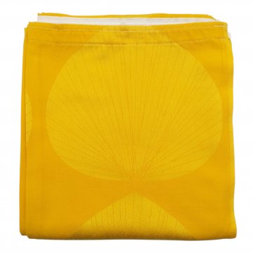 Vorhang H274xB118, gelb, Jaquardart, großes Zierblatt mit dünnen Linien, mit Gardinenband