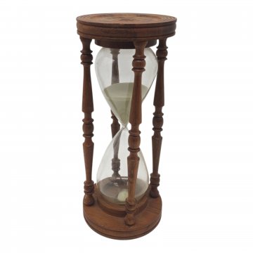Sanduhr / Stundenglas auf Holzsockel, zweiteilig, H: 24 cm