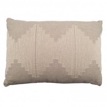 Kissen 34x48, greige, Leinen, aufgenähte Schnur in naturweiß, Rückseite Baum wolle natur
