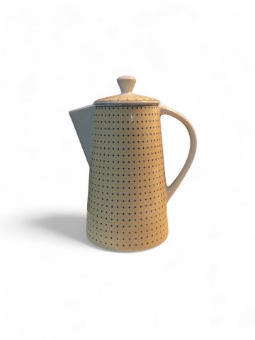 Kanne LIVING, Keramik, weiss,gelb,mit blauen Punkten , H 23 cm, ø 11,5 cm