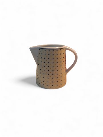 Sahnekanne LIVING,klein, Keramik, weiss,gelb,mit blauen Punkten , H 9 cm, ø 7 cm