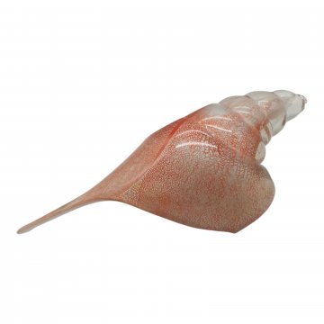 Deko Glas Objekt, Muschel , Opalglas, weiß/rot durchzogen