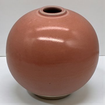 Vase, Keramik, rund, rosa, orange, terrakotta, Ø 15cm, H: 13cm 