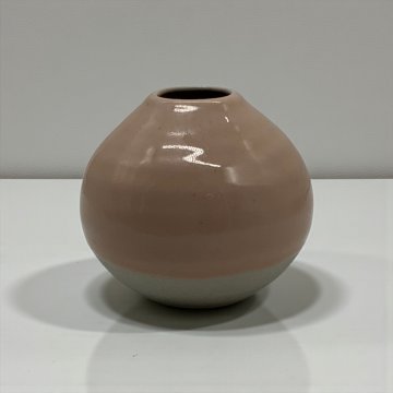 Vase, Keramik, bauchig, rosa, nach unten Ton