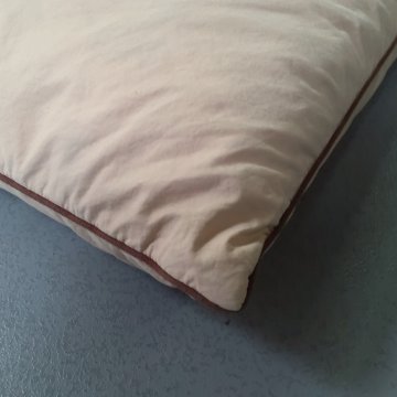 Federkopfkissen 75x70 hellbraun, brauner Kedarrand, Federkissen, Kopfkissen, Inlay