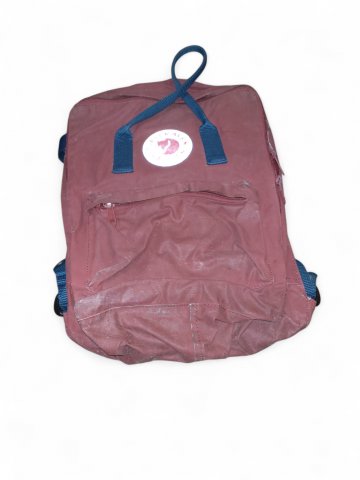 Rucksack KANKEN, weinrot.,mit Gebrauchsspuren, L 40 cm x B 28 cm x 10 cm, blaue Riemen