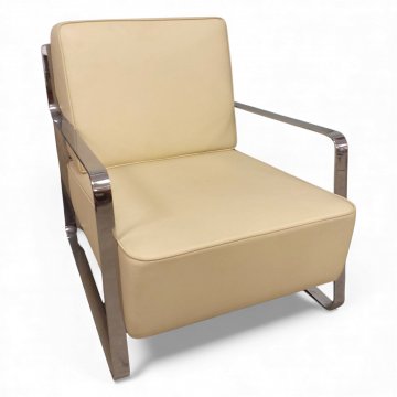 Sessel Fujiyama, Leder creme, Chromgestell, 2 Polster ORSENIGO