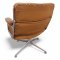 Drehsessel EAMES LOBBY CHAIR ES 105, Sitz u. Rücken Leder braun, kapitoniert, Chromgestell 4-füßig
